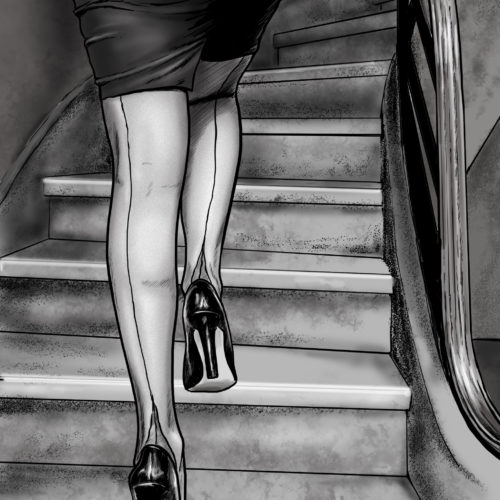 ilustracja kobieta szpilki schody