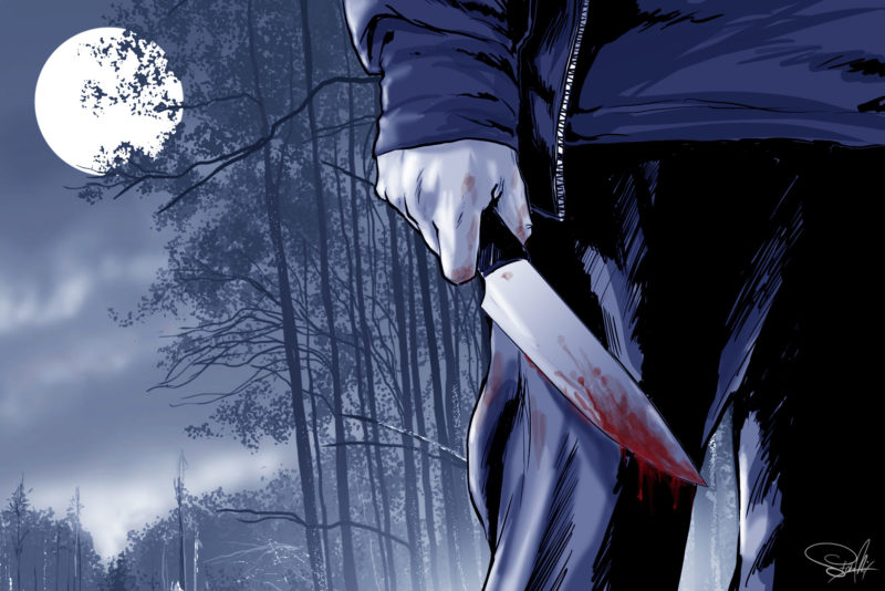ilustracja nóż krew noc