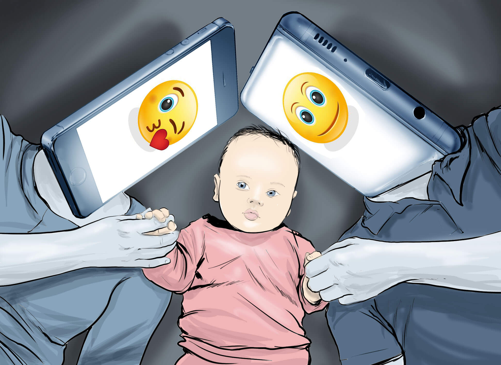 dziecko smart telefon emotikona
