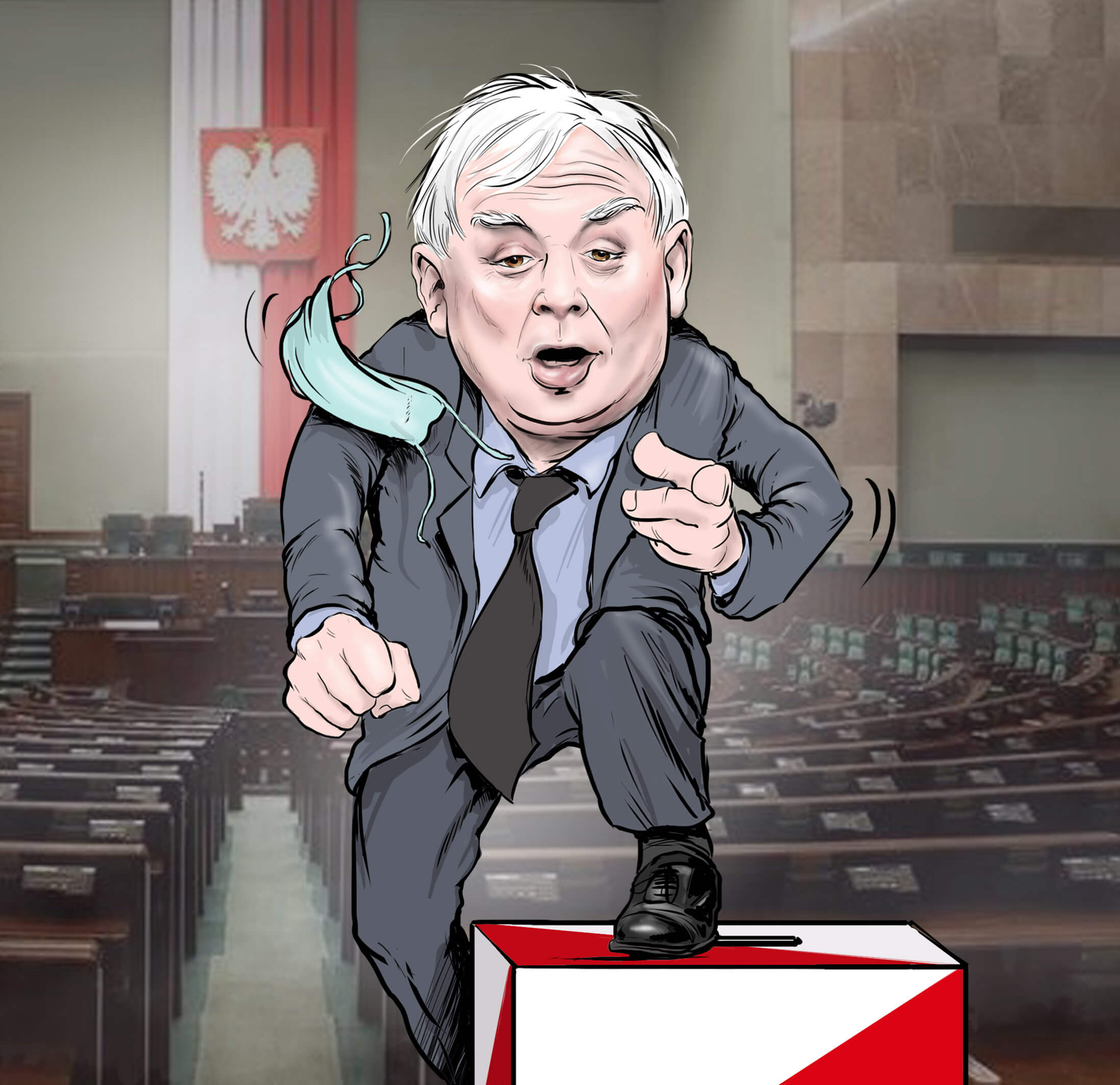 karykatura kaczyński urna sejm