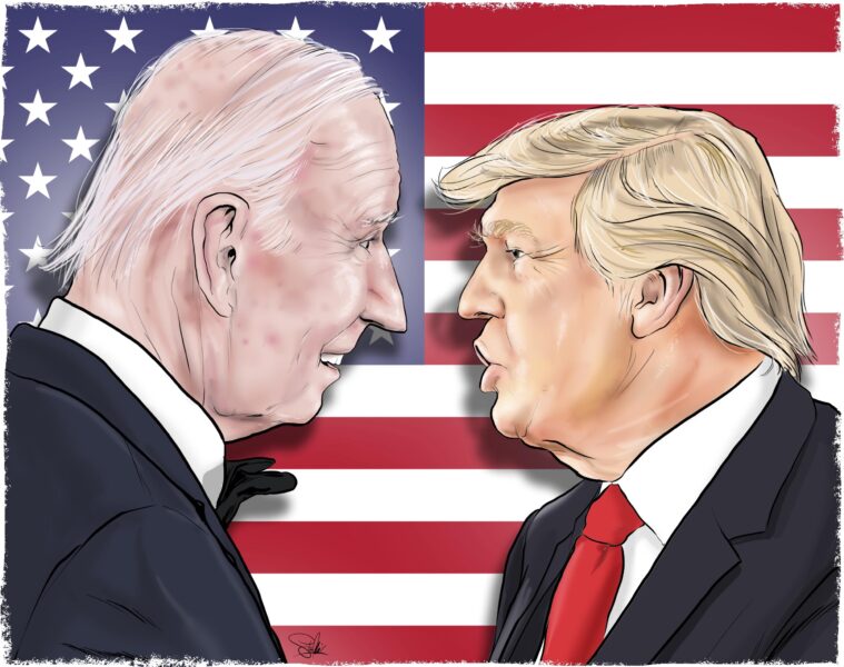 karykatura trump biden USA Ameryka wybory