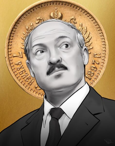 portret karykatura Alaksandr Łukaszenka prezydent Białoruś
