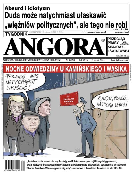 Okładka angora Kamiński wąsik Kaczyński wyrok